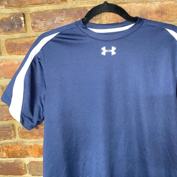 Under Armour Navy Blue White Short Sleeve T-Shirt Men's Size Small - Picture 2 of 5
